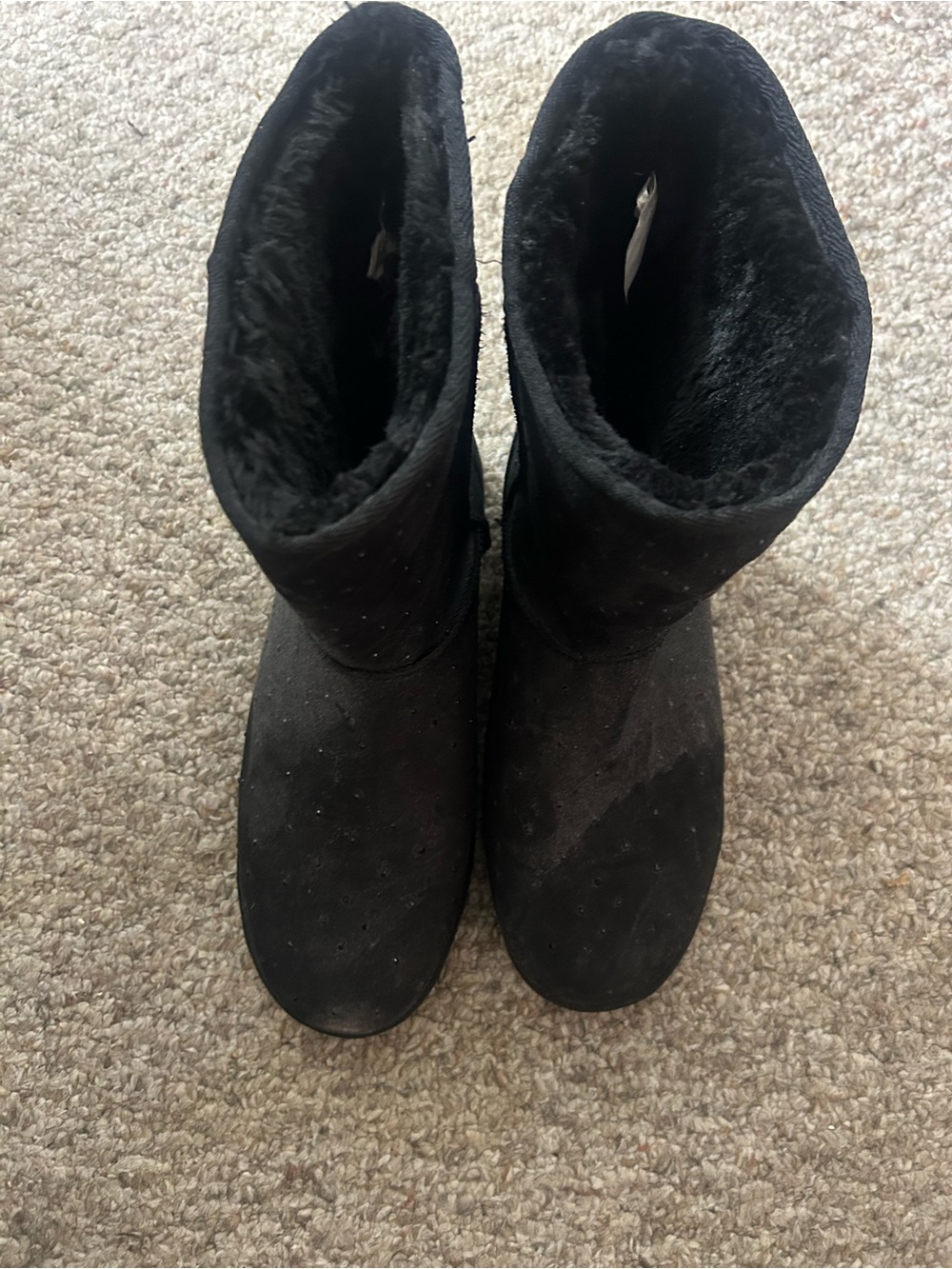 Target Black Faux Suede Plush-Lined Mid-Calf Boots